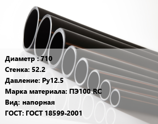 Труба полиэтиленовая 710х52.2 Ру12.5 ПЭ100 RC напорная ГОСТ: ГОСТ 18599-2001, м, 13.6, Мультипайп, Мультипайп ПРО, Протект цена от 40500 Тг / м, где купить, условия доставки в Шымкенте и Южно-Казахстанской области